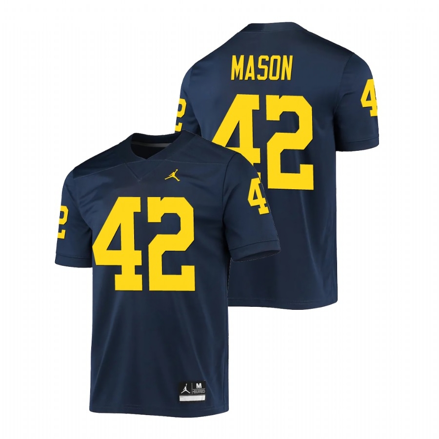 Michigan Wolverines Men's NCAA Ben Mason #42 Navy Game College Football Jersey NEP0549HY